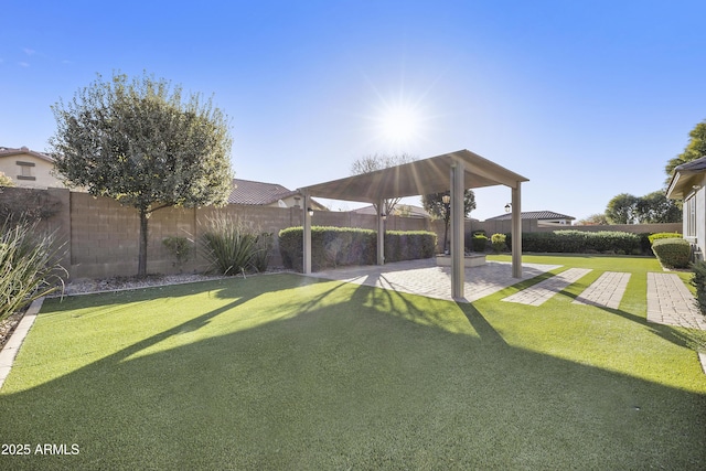 view of yard with a patio area