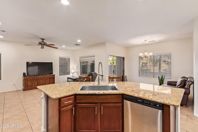 9009 S 57th Dr, Laveen, AZ 85339 - kitchen featuring dishwasher, recessed lighting, a sink, an island with sink, and open floor plan