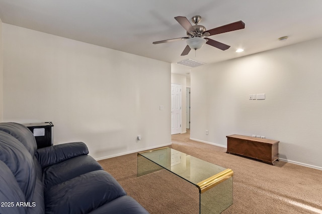 9009 S 57th Dr, Laveen, AZ 85339 - living area with carpet, baseboards, visible vents, ceiling fan, and recessed lighting