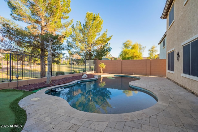 9009 S 57th Dr, Laveen, AZ 85339 - view of swimming pool with a fenced backyard, a fenced in pool, and a patio area