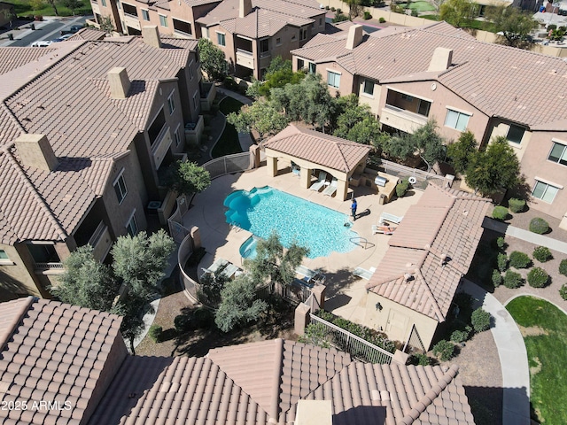 bird's eye view with a residential view