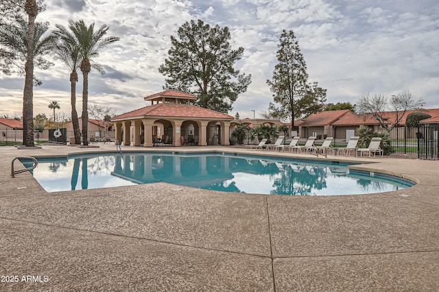 view of swimming pool featuring a patio