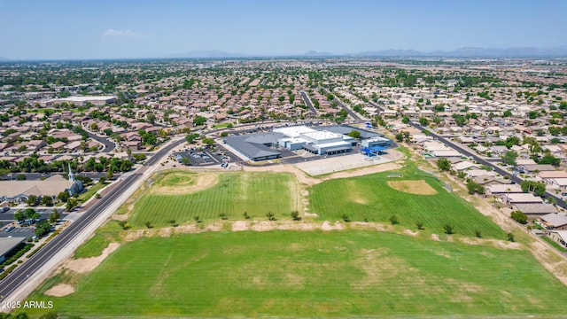 aerial perspective of suburban area with mountains