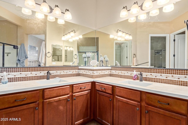 29159 N 128th Ln, Peoria, AZ 85383 - bathroom featuring decorative backsplash and double vanity
