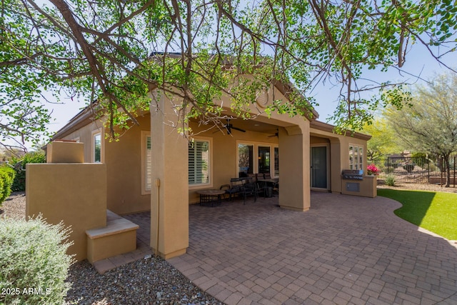 29159 N 128th Ln, Peoria, AZ 85383 - view of patio featuring ceiling fan, fence, and area for grilling