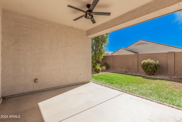 view of patio / terrace featuring ceiling fan