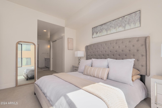 carpeted bedroom featuring a closet