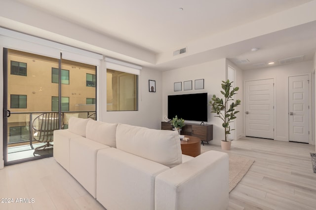 living room with light wood-type flooring