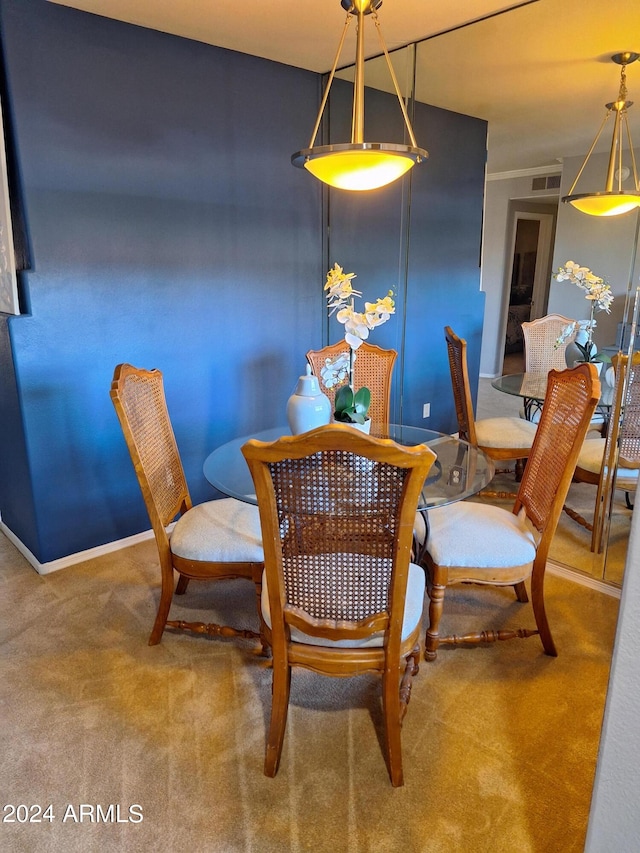 view of carpeted dining room