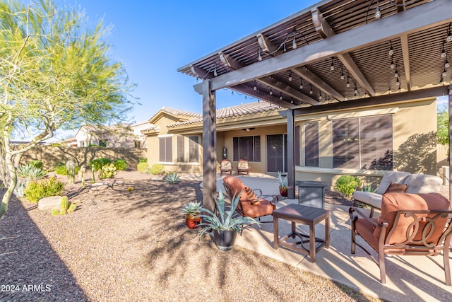 exterior space featuring a pergola