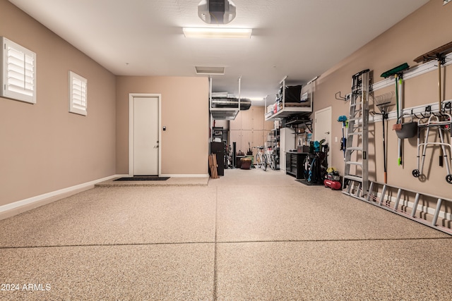 garage with a garage door opener