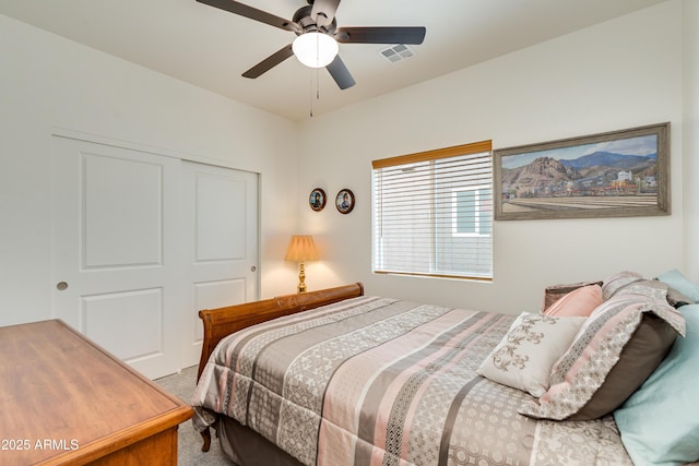 293 S Meadowood Ln, Sierra Vista, AZ 85635 - bedroom with carpet floors, a closet, and ceiling fan
