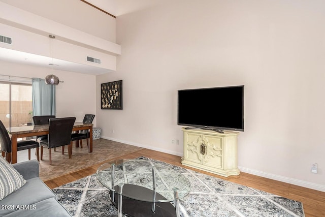 living room with wood-type flooring