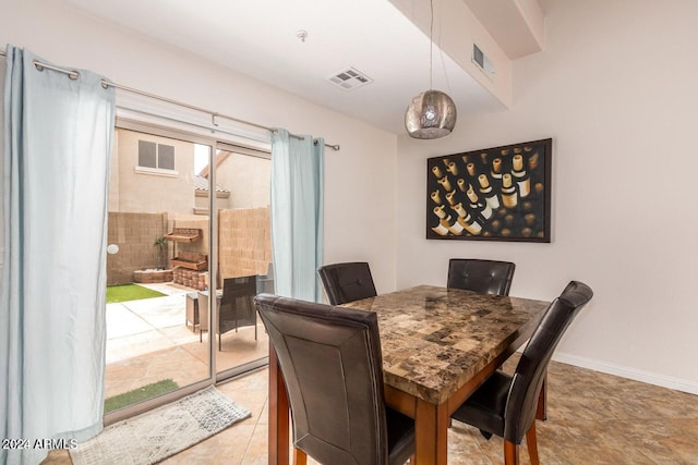 view of tiled dining room