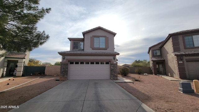 view of front of house with a garage