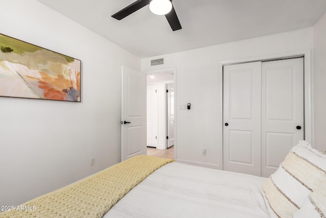 6835 E Friess Dr, Scottsdale, AZ 85254 - bedroom featuring a closet and a ceiling fan