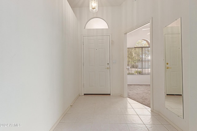 entryway with light carpet