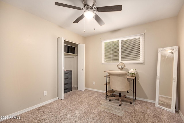 4145 W Hayward Ave, Phoenix, AZ 85051 - office featuring carpet floors, a ceiling fan, and baseboards