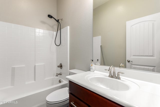 full bathroom with vanity, toilet, and shower / bathtub combination