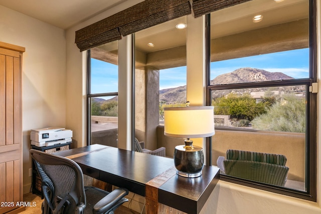 office area with a mountain view