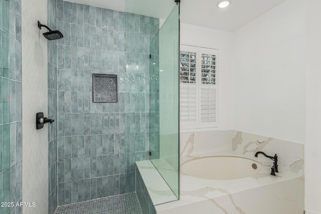20412 W Thayer St, Buckeye, AZ 85396 - full bath with a bath, a walk in shower, and recessed lighting