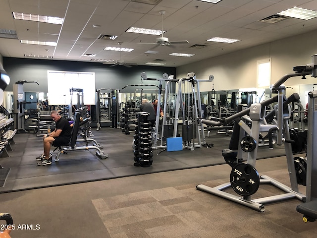 20412 W Thayer St, Buckeye, AZ 85396 - workout area with a paneled ceiling and ceiling fan