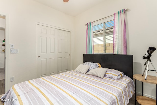 bedroom featuring a closet and hardwood / wood-style floors