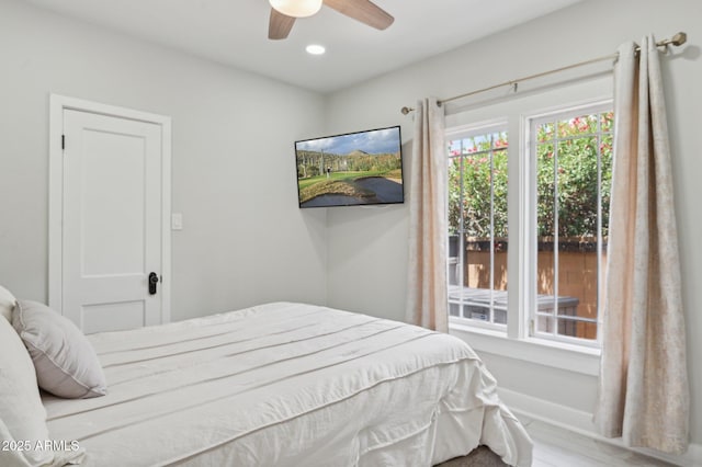 2310 N 11th St, Phoenix, AZ 85006 - bedroom featuring wood finished floors, recessed lighting, and a ceiling fan