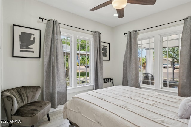 2310 N 11th St, Phoenix, AZ 85006 - bedroom with wood finished floors, a ceiling fan, and recessed lighting