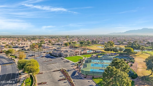 bird's eye view with a mountain view