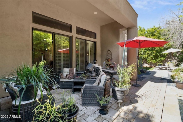 view of patio featuring an outdoor hangout area