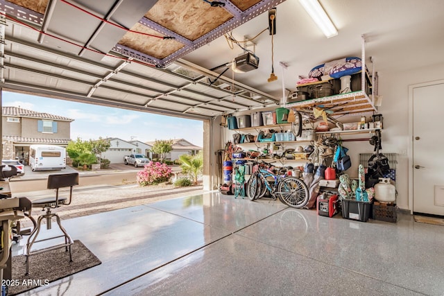 garage with a garage door opener