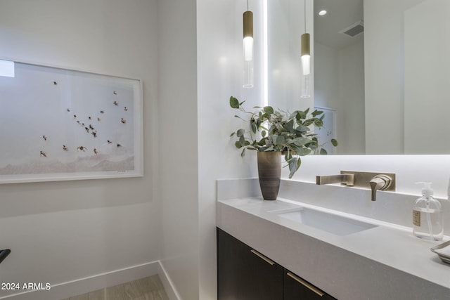 bathroom with oversized vanity