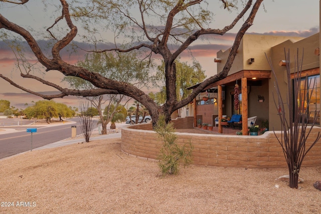 view of yard at dusk