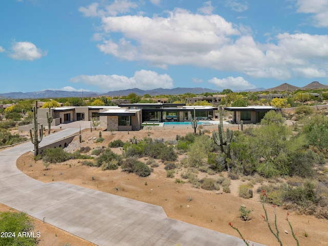 exterior space with a mountain view