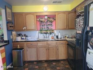 kitchen with black appliances