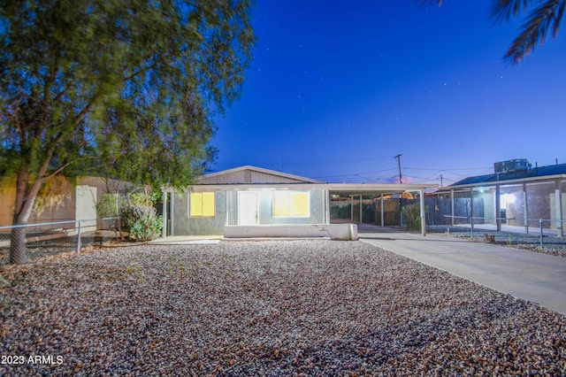 view of front facade featuring a carport