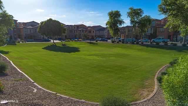 view of property's community with a yard