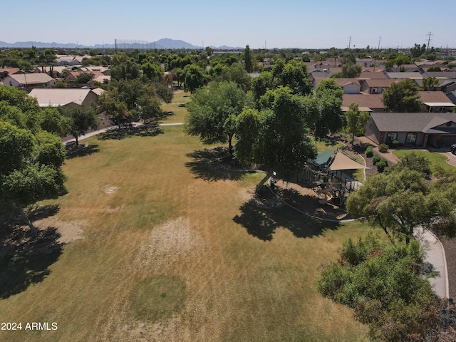 drone / aerial view with a mountain view