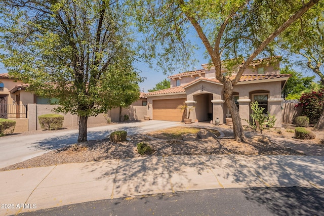 7169 S Dodane Ct, Gilbert, AZ 85298 - mediterranean / spanish-style house with stucco siding, driveway, and a tiled roof