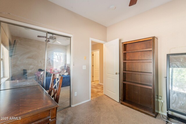 7169 S Dodane Ct, Gilbert, AZ 85298 - carpeted home office featuring ceiling fan and baseboards