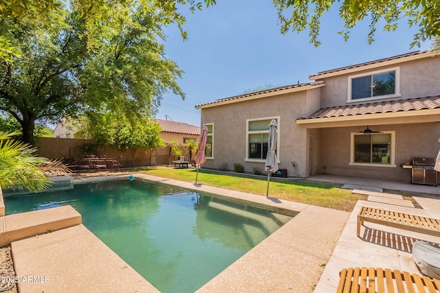 7169 S Dodane Ct, Gilbert, AZ 85298 - view of pool featuring a patio area and ceiling fan