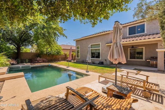 7169 S Dodane Ct, Gilbert, AZ 85298 - view of pool with a patio area, a fenced backyard, and a grill