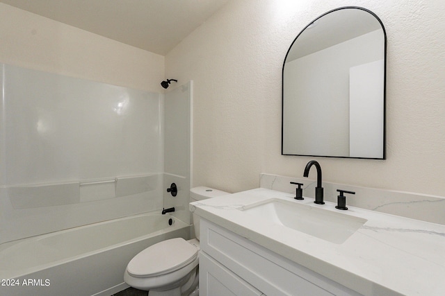 full bathroom featuring vanity, toilet, and shower / washtub combination