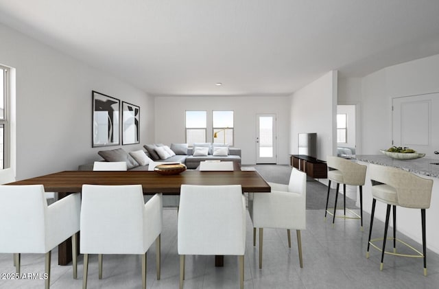 dining room with light tile patterned flooring