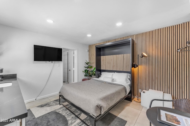 6943 E Granada Rd, Scottsdale, AZ 85257 - bedroom featuring light tile patterned flooring and recessed lighting
