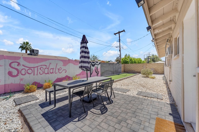 6943 E Granada Rd, Scottsdale, AZ 85257 - fenced backyard with outdoor dining space and a patio