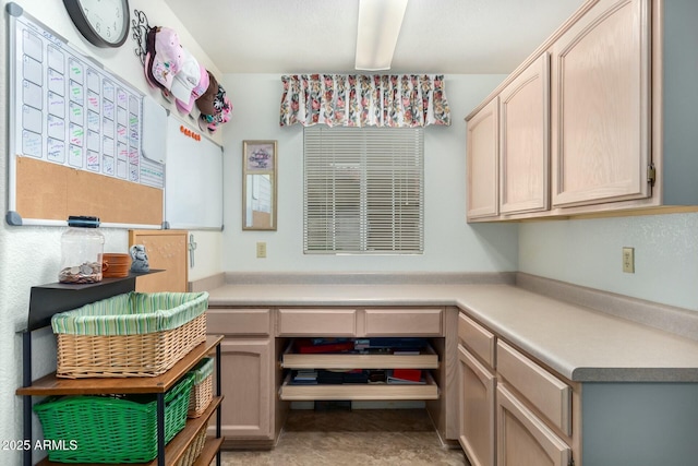 kitchen featuring light brown cabinets