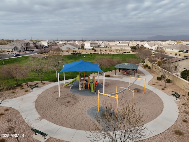 view of play area featuring a gazebo