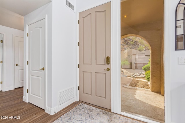 foyer featuring hardwood / wood-style floors